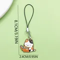 Schattige calico kat telefoonhanger met boekontwerp, goudkleurige metalen legering - Lezende Lapjeskat Stijl (LS667)