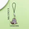 Cartoon kat telefoon hanger in paars met bril en boek ontwerp - Lezende Kat in Paarse Trui Stijl (LS668)