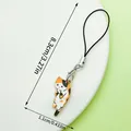 Detailweergave van een schattige katten-telefoonriem, maten 8,3 cm bij 1,1 cm. - Oranje Kat Telefoonkoord (LS504)