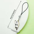 Schattige cartoon Siamese kat telefoon hanger van legering met zwart koord. - Witte Kat Telefoonkoord (LS509)