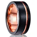 Premium 8mm black brushed and rose gold two-tone tungsten carbide wedding band for men - Size 5 / Rose Gold and Black Two-Tone