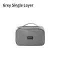 Gray cationic electronic accessory storage bag with single layer design and top handle - Single Layer / 21.5x13x7.5cm / Gray