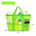 Bolsa de playa de malla verde flúor grande para deporte y natación - 43x35x20cm / Verde