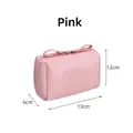 Small pink portable cosmetic storage bag with zipper and dimensions of 13x12x6cm - Pink