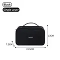 Portable black single-layer electronics organizer bag, size 21.5 x 13 x 7.5 cm - Single Layer / 21.5x13x7.5cm / Black