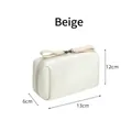 Portable beige minimalist canvas makeup bag for travel with dimensions 13x12x6cm - Off White