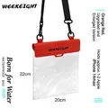 Grande pochette de téléphone en PVC étanche orange pour la natation, taille 22x20cm - Rouge