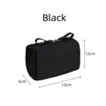 Minimalist black portable cosmetic and toiletry bag measuring 13cm by 12cm by 6cm - Black