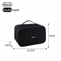 Black double-layer cationic fabric electronics organizer bag for cables, 21.5x13x13cm - Double Layer / 21.5x13x13cm / Black