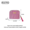 Bolsa portátil de terciopelo rosa empolvado para organizar joyas con borla y bolsillos - Bolso de Mano (B10-6608) / 13.5x12x2cm / Rosa