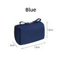 Compact blue portable travel toiletry bag and cosmetics organizer, 13x12x6cm size - Navy Blue
