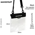 Grande pochette de téléphone étanche en PVC noir, compatible écran tactile - Noir