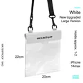 Pochette téléphone étanche PVC blanc 20x22cm avec sangle ajustable et fenêtre tactile - Blanc Cassé
