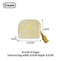 Bolsa de terciopelo beige para joyas con cremallera y detalle de borla - 13,5x12x2cm - Bolso de Mano (B10-6608) / 13.5x12x2cm / Blanco Roto