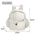 Pearl white minimalist quilted backpack for school and travel, dimensions 30x25x9cm - 30x25x9cm / Beige