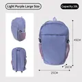 Light purple 20L outdoor backpack with 45x25x20cm dimensions shown in three angles - Large (20L) / Purple