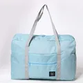 Bolsa de viaje plegable azul claro de gran capacidad con asas grises resistentes - Azul cielo
