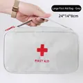 Grande borsa medica di emergenza grigia con croce rossa ricamata, 24x14x8cm - Taglia Grande (YB-5236) / Bianco