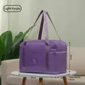 Large capacity light purple travel storage bag with adjustable shoulder strap and expandable base - Purple