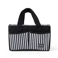 Black and white striped stroller organizer bag featuring a durable handle and pockets - Black Stripe
