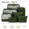 Complete 7-piece army green travel luggage organizer bags set for efficient packing - 7-piece Set / Norway Forest Dark Green