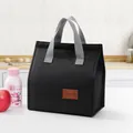 Große schwarze isolierte Lunchtasche aus kationischem Stoff mit grauen Tragegriffen - Schwarz