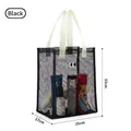 Large black mesh breathable beach tote with cute eye design for travel and storage - Black