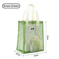 Professional grass green mesh beach tote bag with cute googly eyes design, 33x25x17cm - Green