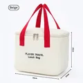 Beige thickened insulated lunch bag with red handles for office commuting 24x14x19cm - Off White