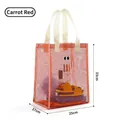 Portable mesh storage bag in carrot red for summer beach travel and organization. - Burgundy