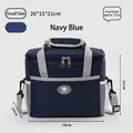 Kompakte marineblaue Isoliertasche mit verstellbarem Schultergurt und Folienfutter - 26x15x21cm / Klein Marineblau