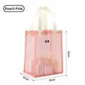 Peach pink breathable mesh beach tote bag with cute eyes design for travel storage - Pink