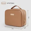 Grand sac de maquillage marron avec poignée et fermeture éclair dorée, 24x10x18cm - Style Carré Porté Main (HZB-0949) / Marron