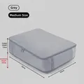 Large grey compression storage bag for clothes and bedding, medium size dimensions shown. - M / Medium Grey