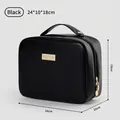 Sac cosmétique noir portable de grande capacité avec poignée et plaque métal, 24x10x18cm - Style Carré Porté Main (HZB-0949) / Noir