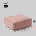 Large pink medium expandable storage bag for quilts and clothes, 52x42x30cm dimensions. - Medium Pink
