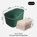 Dark green leather jewelry organizer with 8 transparent mini pouches - L / Includes 6 Pouches / Dark Green