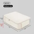 Apricot colored expandable quilt storage bag for heavy duty clothes and bedding - M / Medium Beige