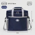 Large capacity navy blue thermal lunch bag with adjustable shoulder strap and dimensions - Large Navy Blue