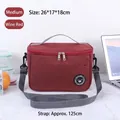 Portable wine red insulated lunch bag with adjustable shoulder strap and zip closure - Medium (26*17*18cm) / Burgundy