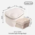 Pink leather jewelry organizer box with 8 transparent mini storage bags for earrings - L / Includes 8 Pouches / Beige