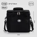 Large capacity black insulated lunch bag with adjustable shoulder strap - Large Black