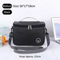 Black medium-sized insulated lunch bag with adjustable shoulder strap and zipper closure - Medium (26*17*18cm) / Black