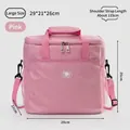 Large pink insulated lunch bag with adjustable shoulder strap and side mesh pockets - Large Pink