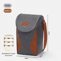 Φορητή γκρι ισοθερμική τσάντα φαγητού, μεσαίο μέγεθος για δοχεία 3 επιπέδων - Μεσαίο (27x14x14cm)