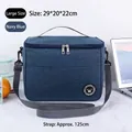 Large navy blue insulated lunch bag for outdoors with adjustable grey shoulder strap - Large (29*20*22cm) / Navy Blue