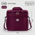 Large insulated picnic lunch bag in dark purple with adjustable shoulder strap, 29x21x26cm - Large Wine Red