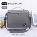 Large gray insulated lunch bag with adjustable 125cm shoulder strap and dual zippers - Large (29*20*22cm) / Gray