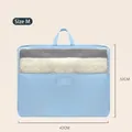 Light blue large capacity fabric storage bag with mesh window, Size M, 42x32cm dimensions - M / 42cm x 32cm / Blue