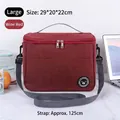 Wine red insulated lunch bag with adjustable shoulder strap and large 29x20x22cm capacity - Large (29*20*22cm) / Burgundy